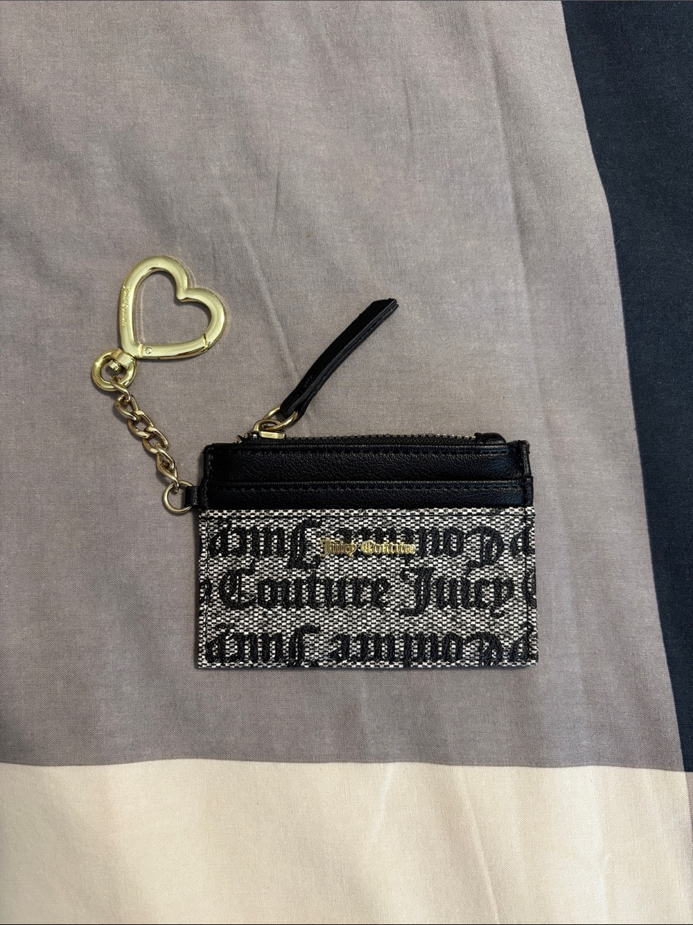 Juicy Couture Black and Gold Logo Card Holder Keychain